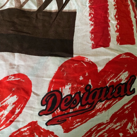 Desigual Foulard Soft Afrika Love Multicolor Graphic Raw Hem Large Limited Scarf - Picture 8 of 12